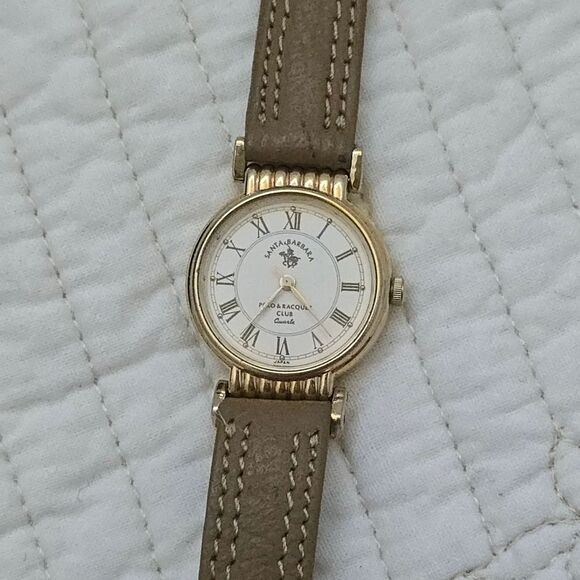 VTG Santa Barbara Polo & Racquet Club Ladies Watch Gold Tone Japan Old Money